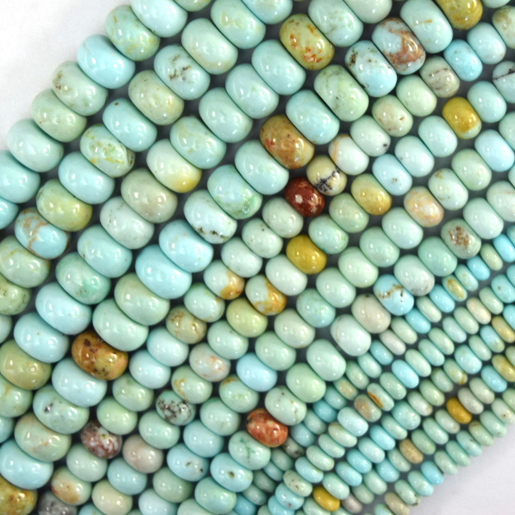 Brown Matrix Cream Blue Turquoise Rondelle button Beads 15" Strand 4mm 6mm 8mm