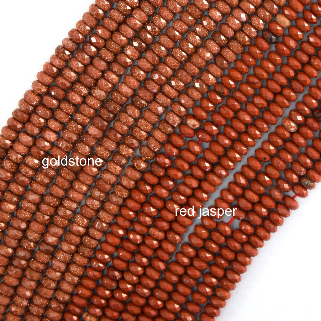 2x4mm Natural Faceted Various Gemstone Rondelle Button Spacer Beads 15" Strand