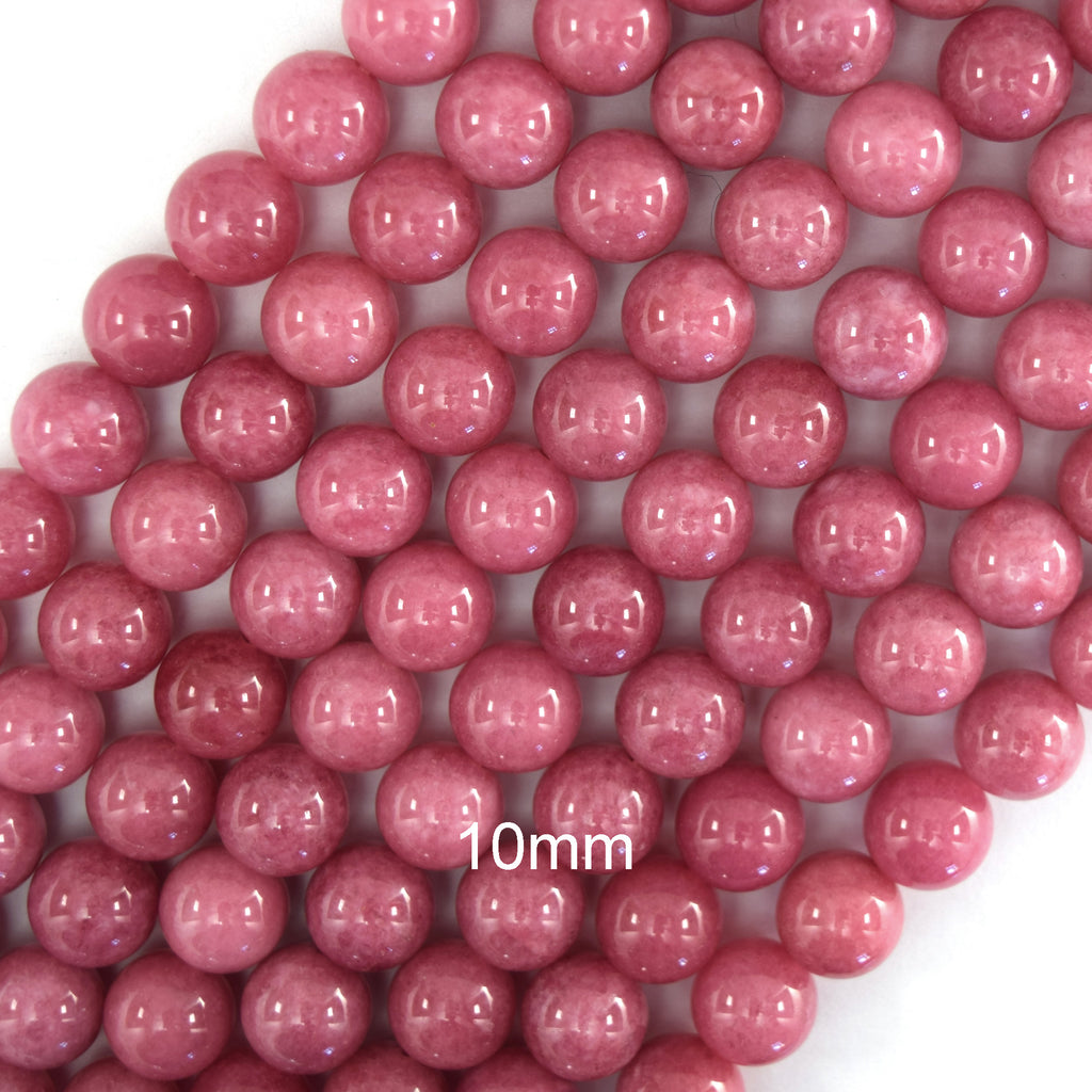 Ruby Pink Colored Quartz Round Beads Gemstone 15" Strand 6mm 8mm 10mm - Eagle Beadz