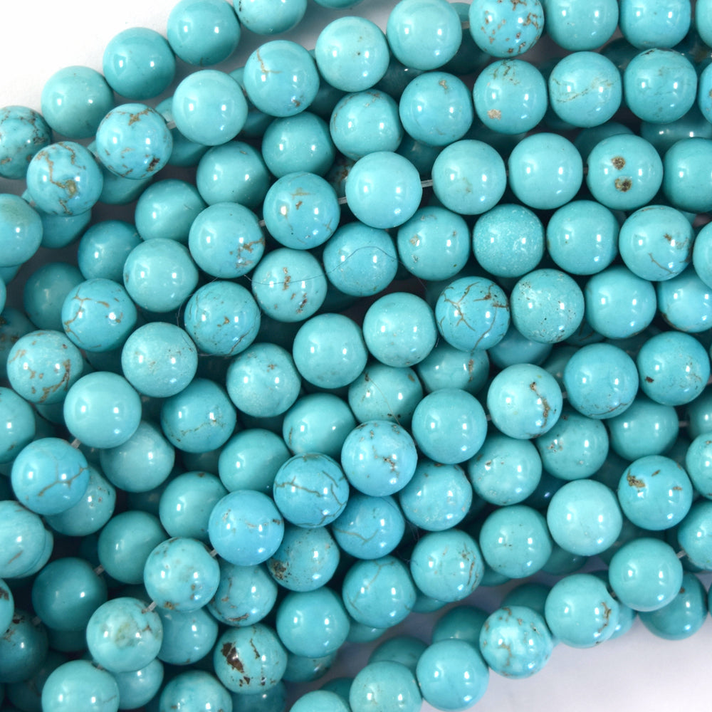 Blue Turquoise Round Beads Gemstone 15" Strand 2mm 4mm 6mm 8mm 10mm 12mm S2 - Eagle Beadz