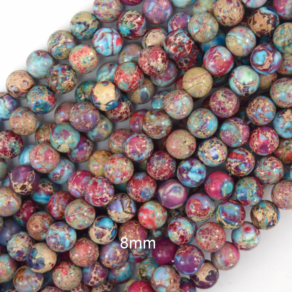 Galaxy Purple Blue Sea Sediment Jasper Round Beads 15.5" 4mm 6mm 8mm 10mm S2 - Eagle Beadz