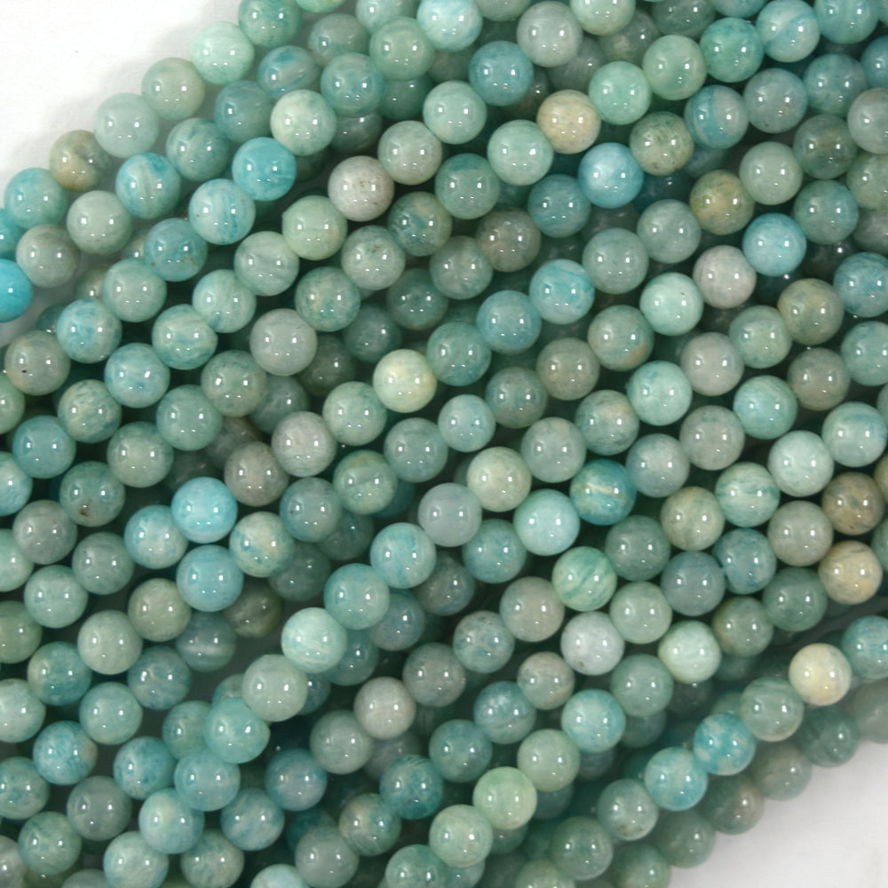 Natural African Green Amazonite Round Beads Gemstone 15" Strand 4mm 6mm 8mm 10mm - Eagle Beadz