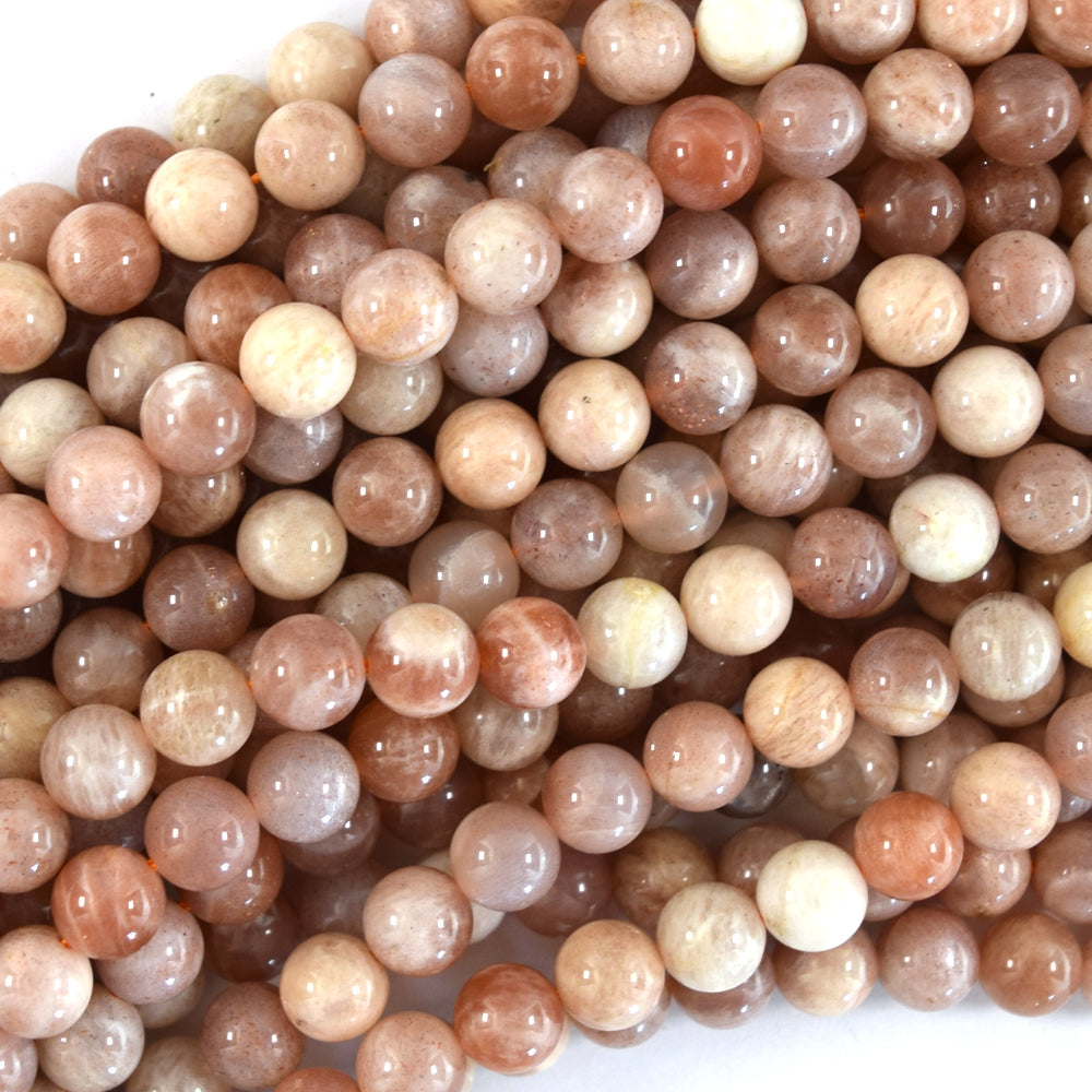 Natural Sunstone Round Beads Gemstone 15" Strand 4mm 6mm 8mm 10mm - Eagle Beadz
