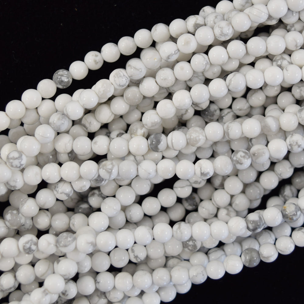 Natural White Howlite Round Beads Gemstone 15" Strand 4mm 6mm 8mm 10mm 12mm - Eagle Beadz