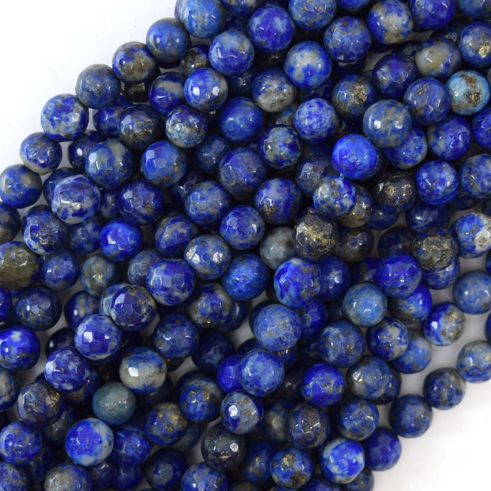 Natural Faceted Blue Lapis Lazuli Round Beads Gemstone 15" 3mm 4mm 6mm 8mm 10mm