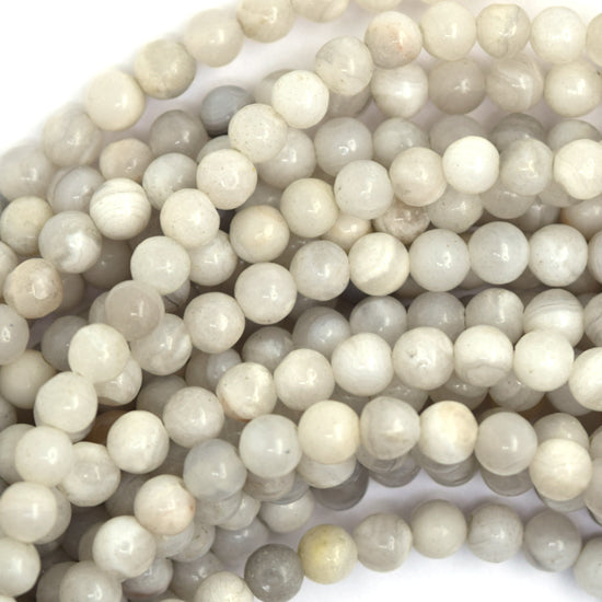Natural Cream Crazy Lace Agate Round Beads 15" Strand 4mm 6mm 8mm 10mm 12mm - Eagle Beadz