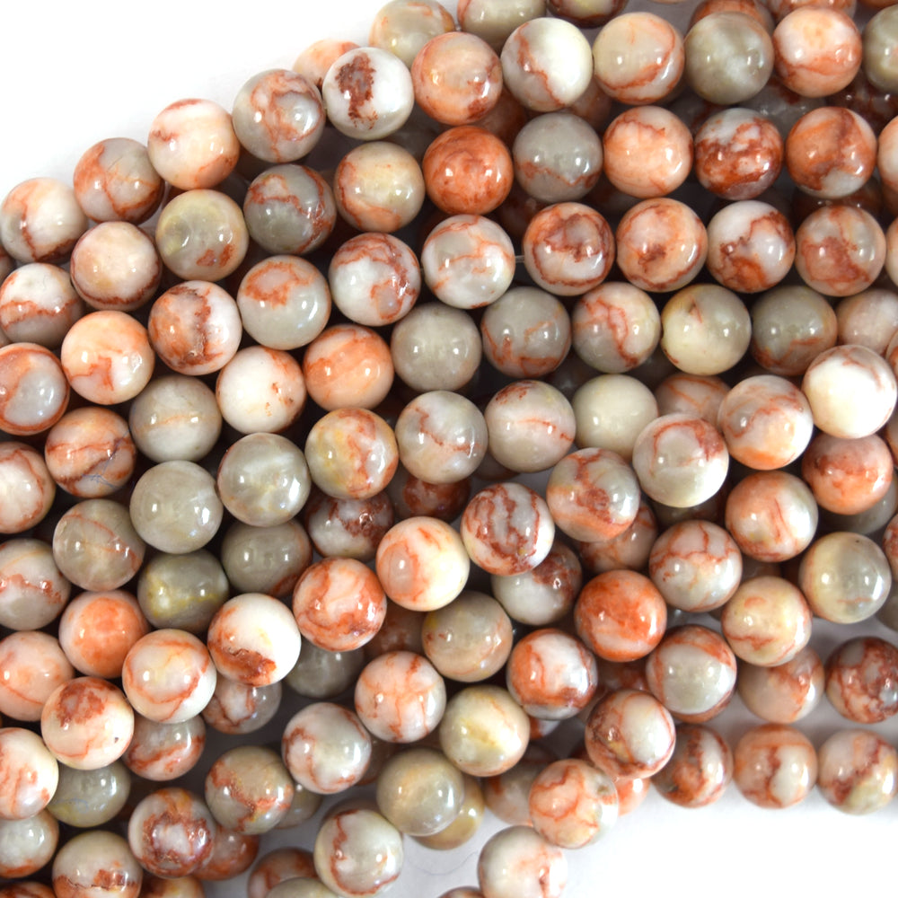 Natural Red Spider Web Jasper Round Beads Gemstone 15" Strand 6mm 8mm 10mm - Eagle Beadz