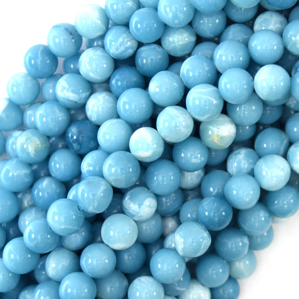 Blue Larimar Quartz Round Beads Gemstone 15" Strand 4mm 6mm 8mm 10mm 12mm S1 - Eagle Beadz