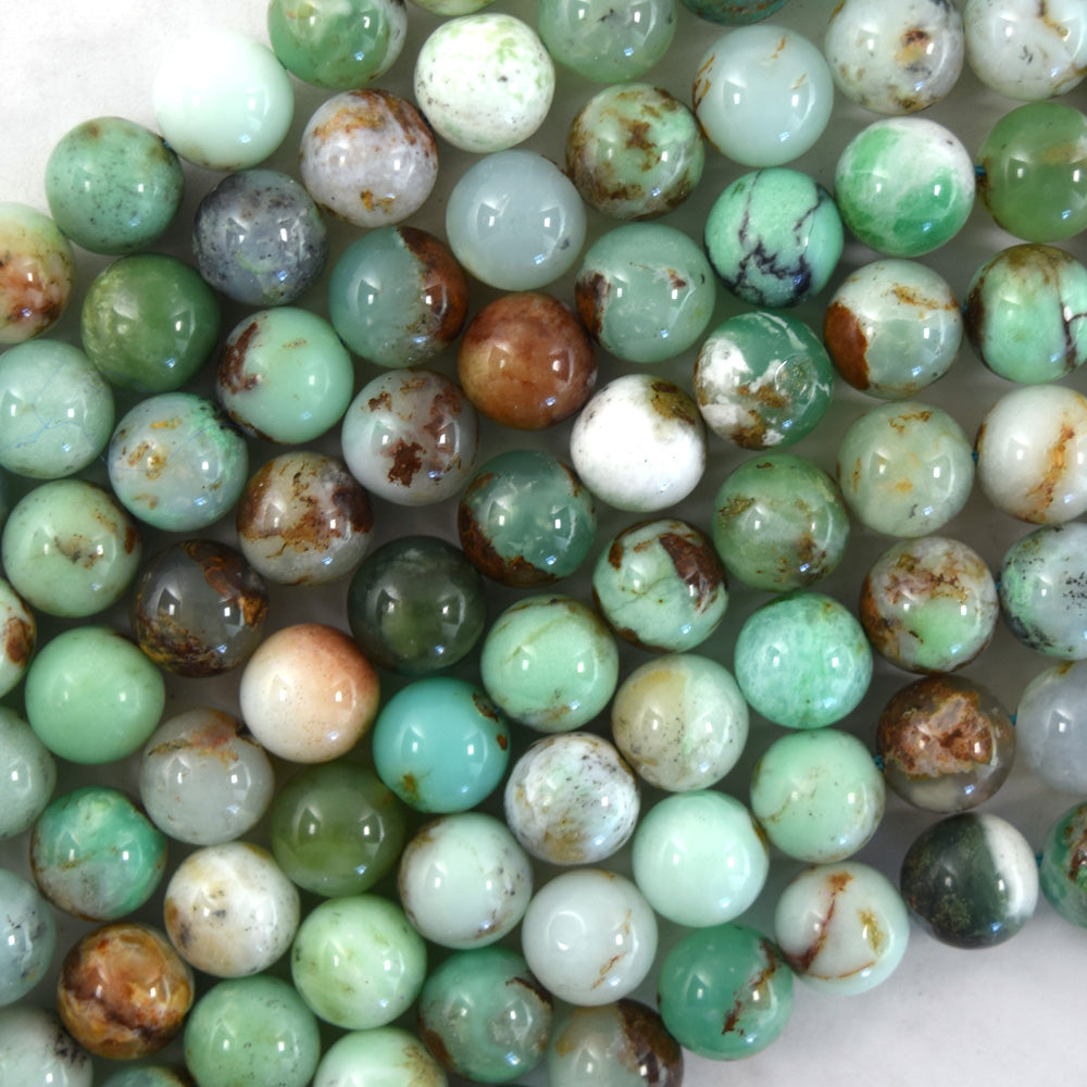 Natural Green Australia Chrysoprase Round Beads Gemstone 15" Strand 6mm 8mm 10mm - Eagle Beadz