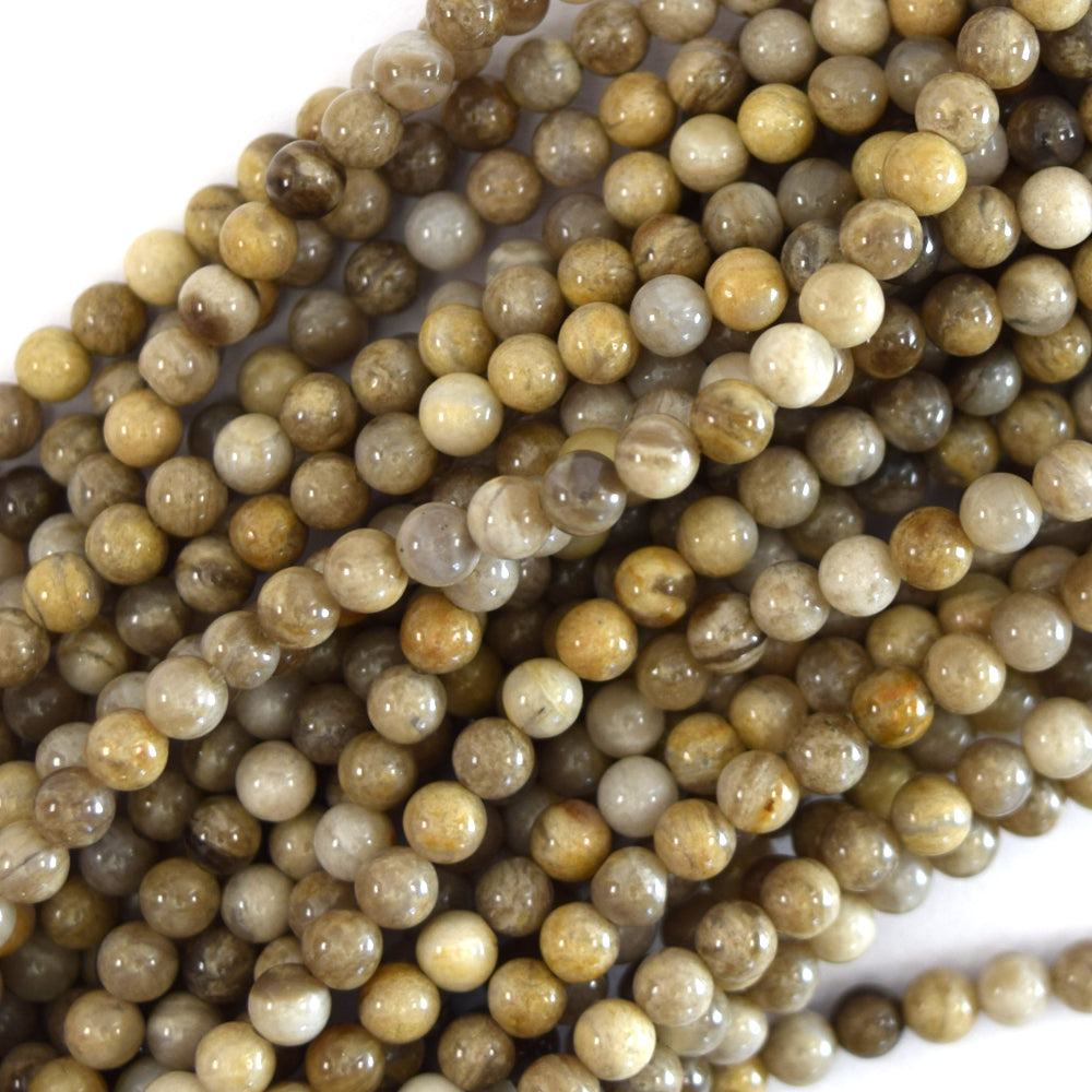 Natural Silver Leaf Jasper Round Beads 15.5" Strand 4mm 6mm 8mm