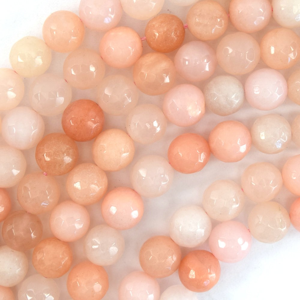 Natural Faceted Peach Aventurine Round Beads 15" Strand 6mm 8mm 10mm 12mm