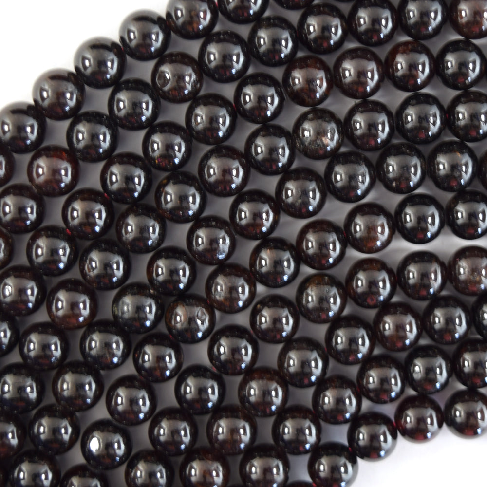 Natural Red Garnet Round Beads Gemstone 15" Strand 4mm 6mm 8mm 10mm - Eagle Beadz