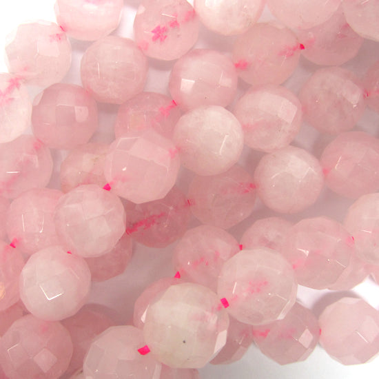 Natural Faceted Pink Rose Quartz Round Beads 15" Strand 4mm 6mm 8mm 10mm 12mm - Eagle Beadz