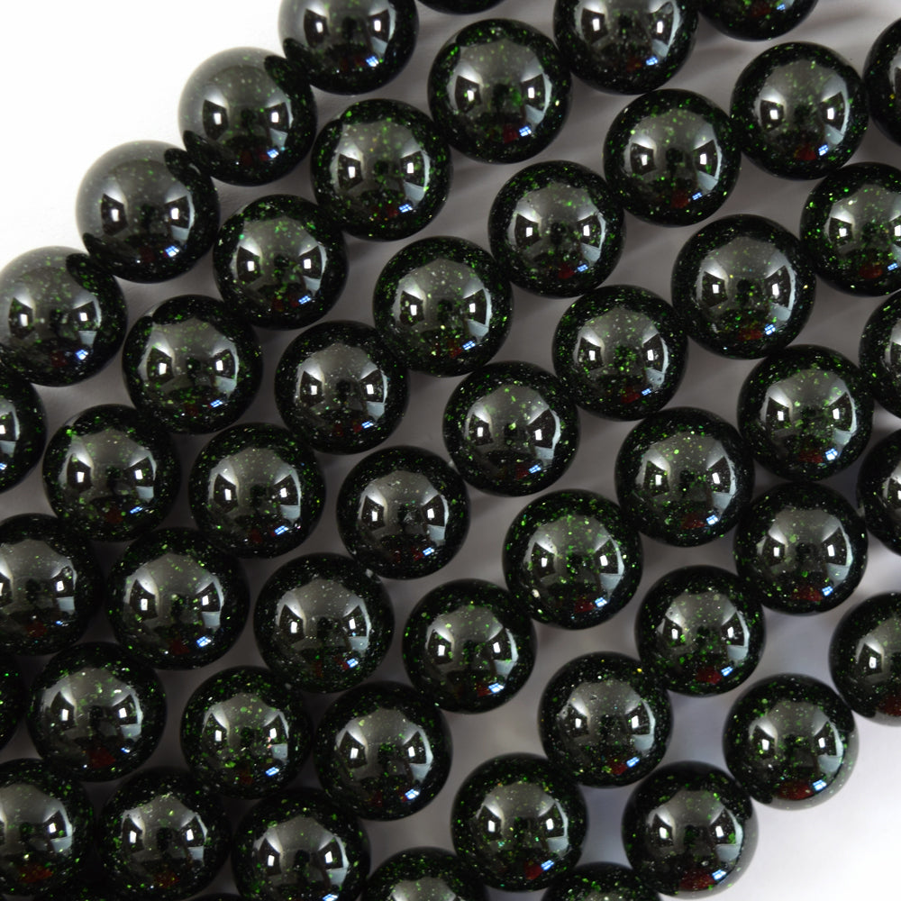 Green Goldstone Round Beads 14.5" Strand Sandstone 4mm 6mm 8mm 10mm 12mm - Eagle Beadz