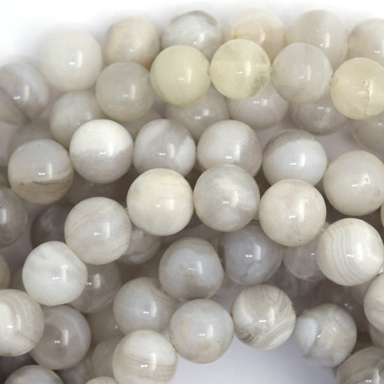 Natural Cream Crazy Lace Agate Round Beads 15" Strand 4mm 6mm 8mm 10mm 12mm - Eagle Beadz