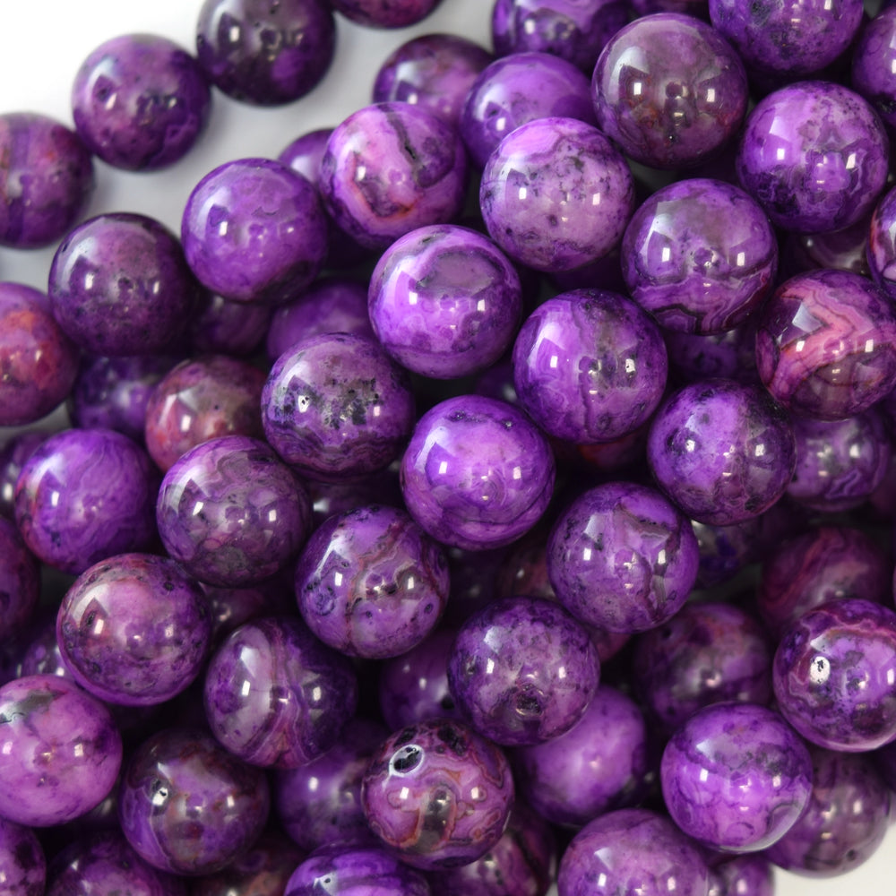 Purple Crazy Lace Agate Round Beads Gemstone 15.5" Strand 6mm 8mm 10mm