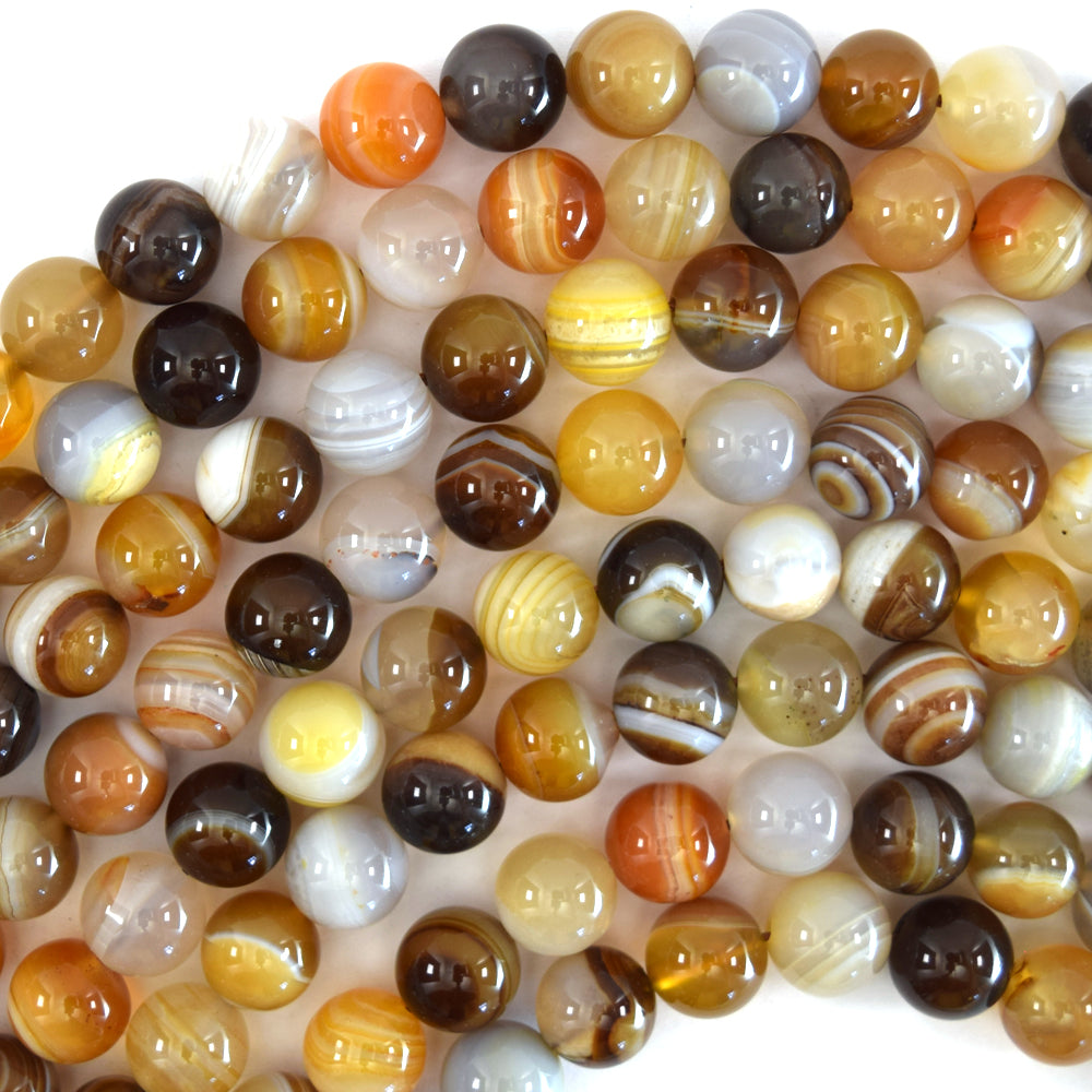Natural Botswana Agate Round Beads Gemstone 15" Strand 6mm 8mm 10mm 12mm S2