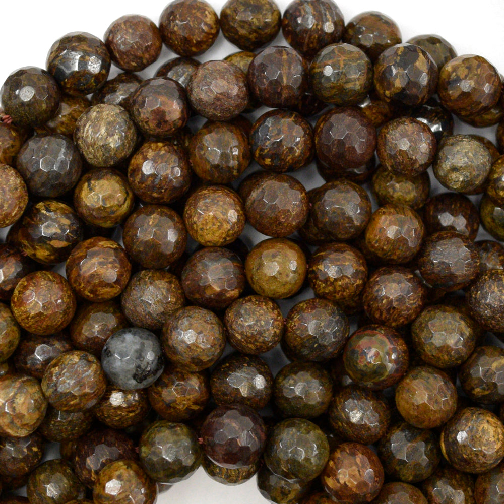 Natural Faceted Bronzite Round Beads Gemstone 14.5" Strand 6mm 8mm 10mm
