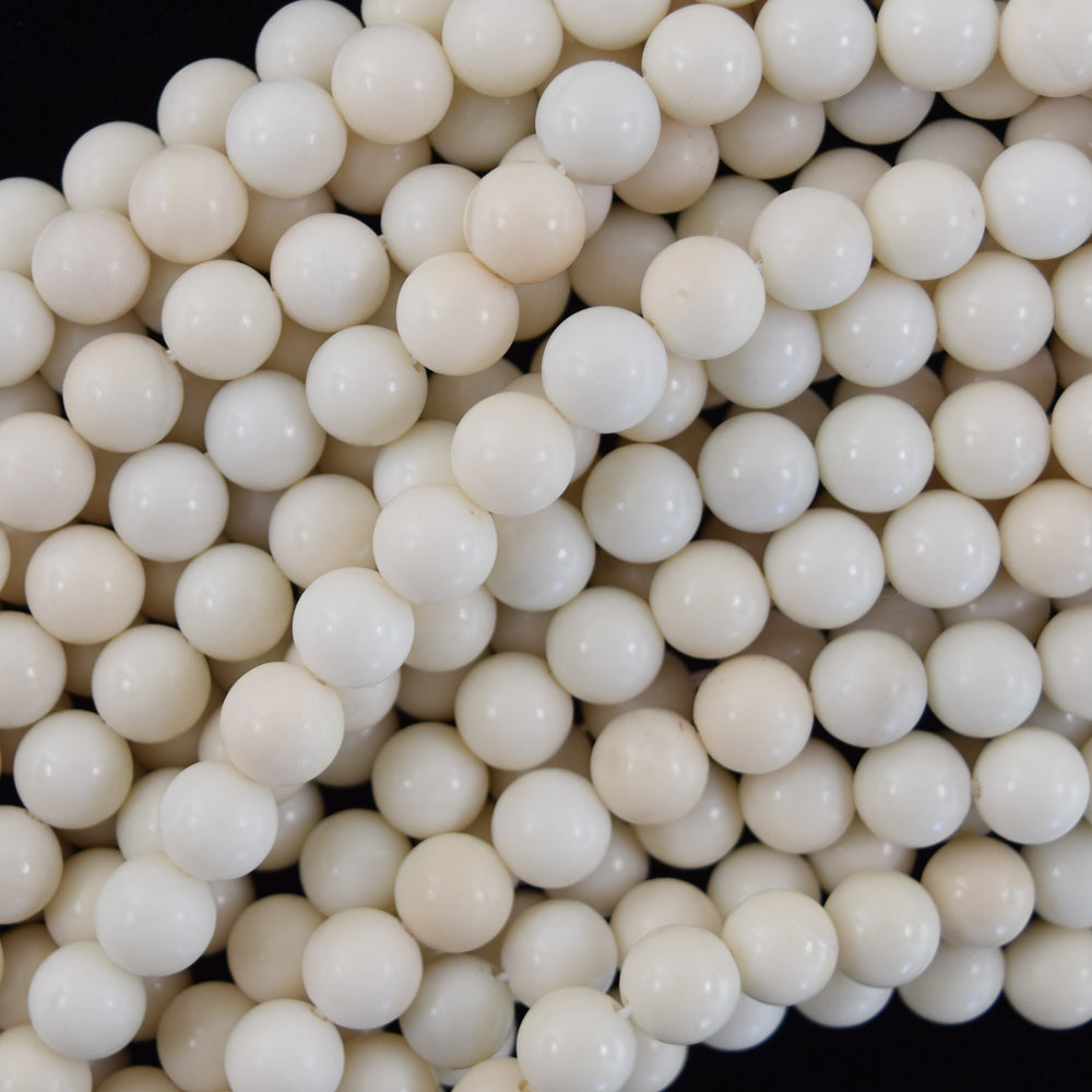 Natural Ivory Jade Round Beads Gemstone 15" Strand 6mm 8mm 10mm - Eagle Beadz