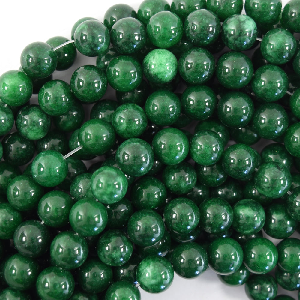 Korean Colored Green Jade Round Beads Gemstone 14.75" Strand 6mm 8mm 10mm