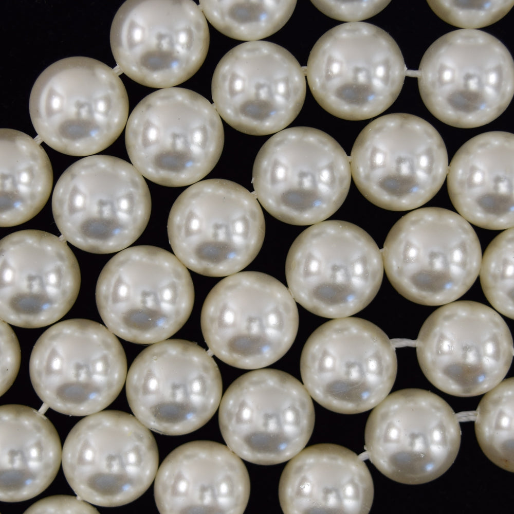 White Shell Pearl Round Beads 15.5" Strand 3mm 4mm 6mm 8mm 10mm 12mm 14mm - Eagle Beadz