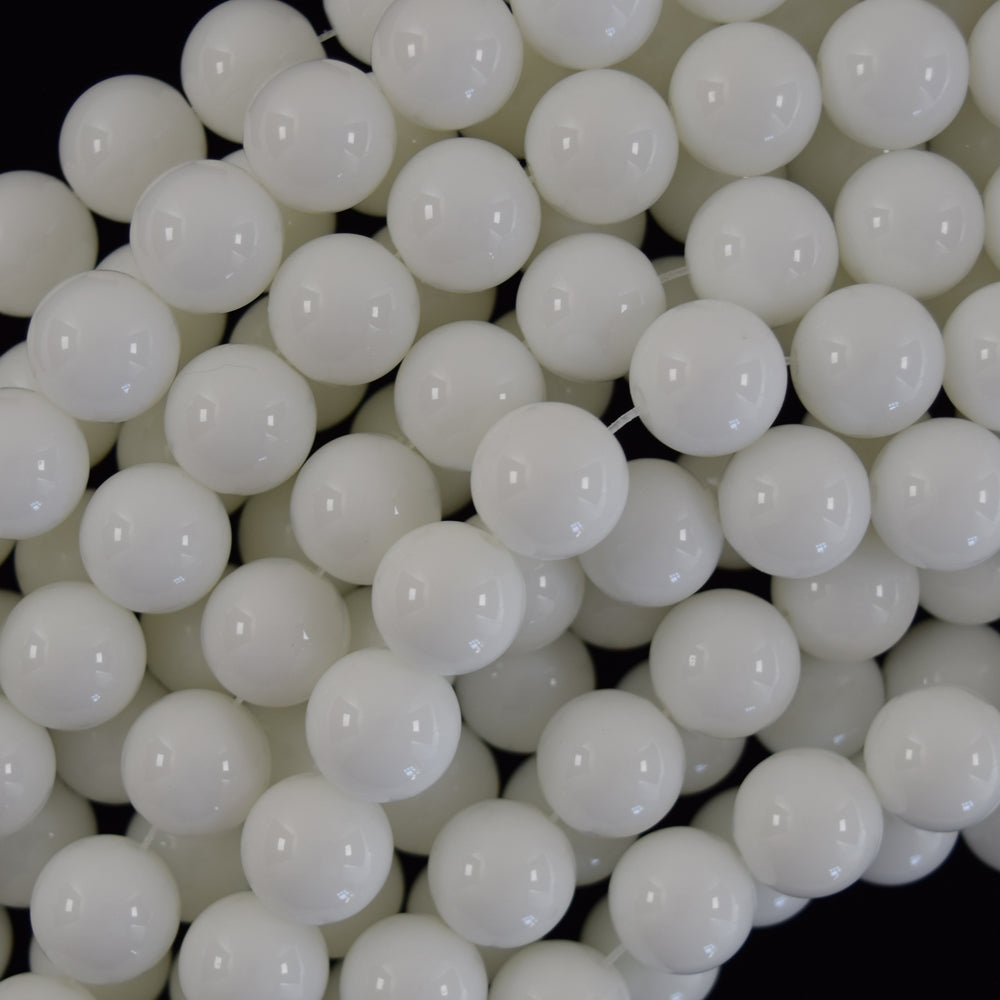 White Jade Round Beads Gemstone 15" Strand 4mm 6mm 8mm 10mm 12mm - Eagle Beadz
