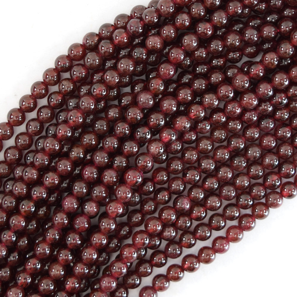 Natural Red Garnet Round Beads Gemstone 15" Strand 4mm 6mm 8mm 10mm - Eagle Beadz