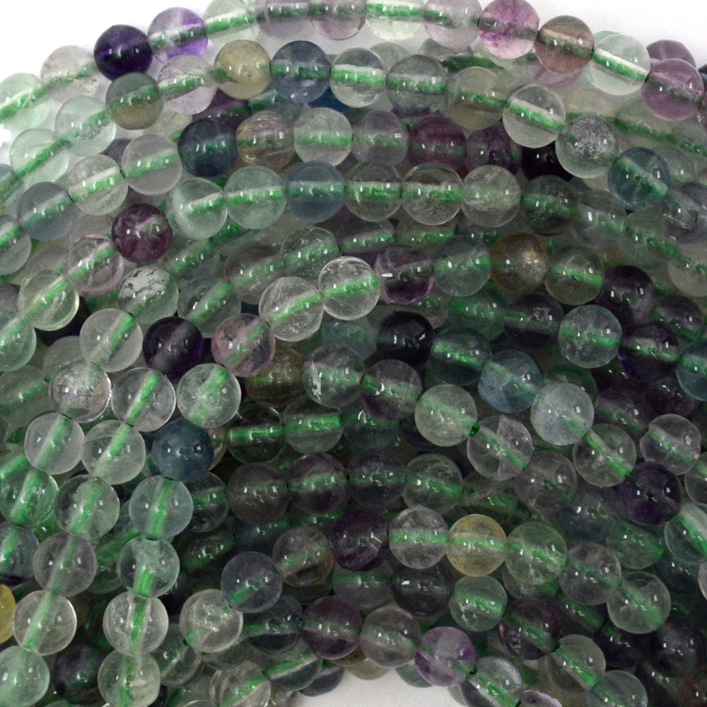Natural Rainbow Fluorite Round Beads 15" Strand 4mm 6mm 8mm 10mm 12mm S1
