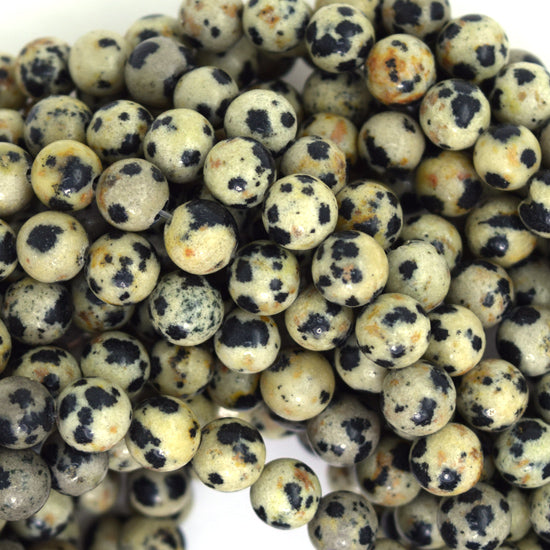 Natural Dalmatian Jasper Round Beads Gemstone 15" Strand 4mm 6mm 8mm 10mm 12mm - Eagle Beadz