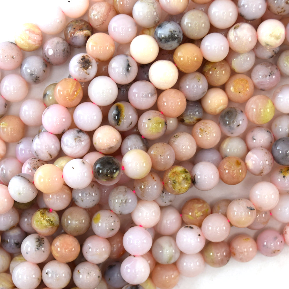 Natural Peruvian Pink Opal Round Beads Gemstone 15.5" Strand 4mm 6mm 8mm 10mm S1 - Eagle Beadz