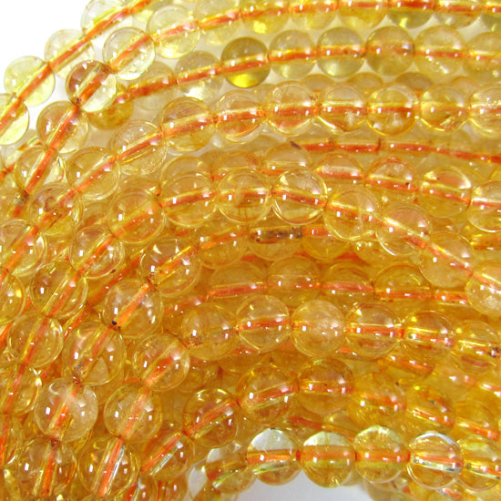 Yellow Citrine Round Beads Gemstone 15" Strand 4mm 6mm 8mm 10mm 12mm - Eagle Beadz