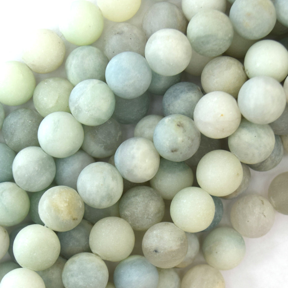 Natural Matte Light Blue Aquamarine round Beads 15.5"Strand S2 6mm 8mm 10mm 12mm - Eagle Beadz