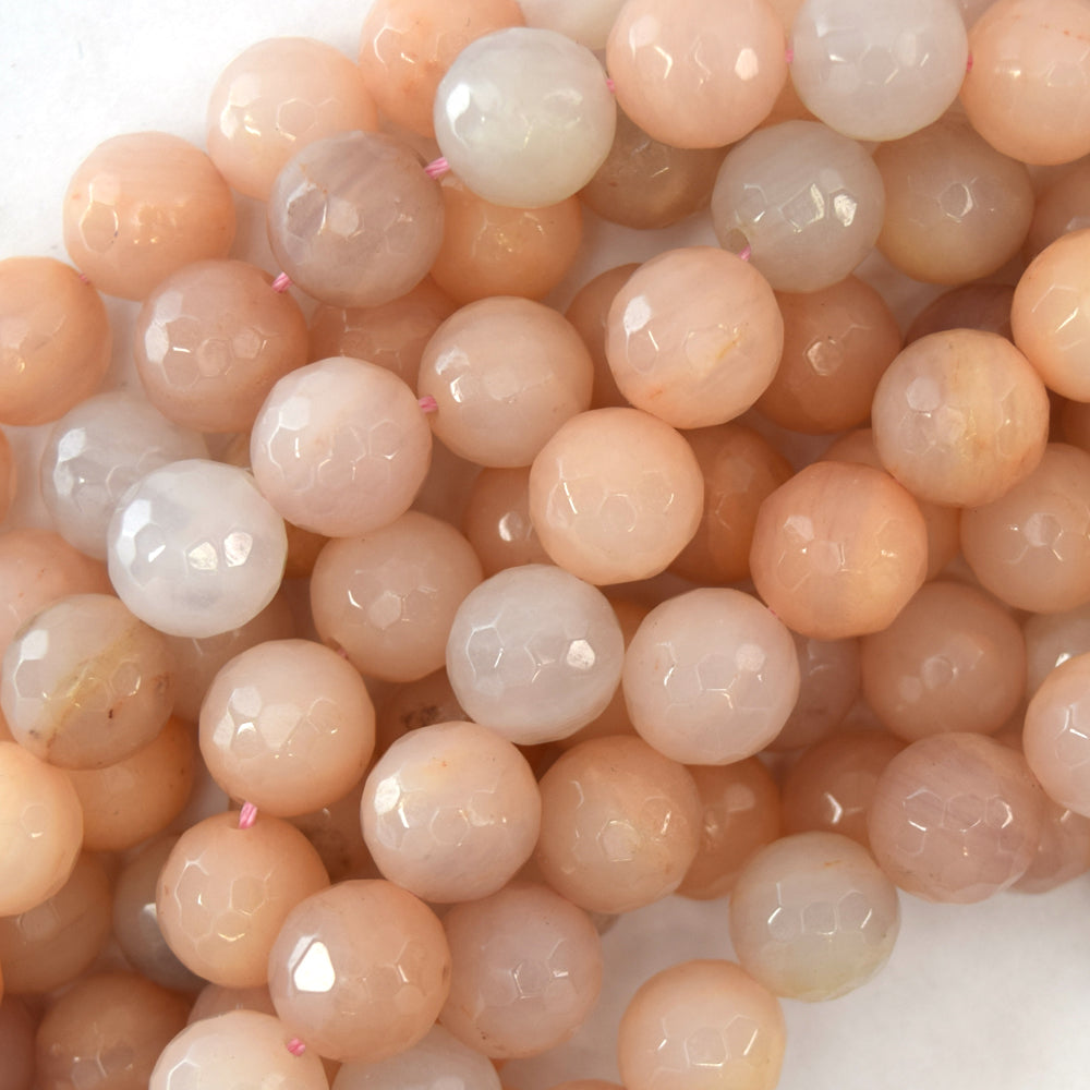 Natural Faceted Peach Aventurine Round Beads 15" Strand 6mm 8mm 10mm 12mm