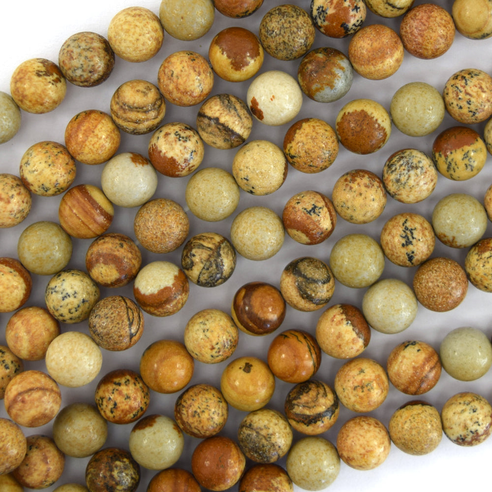 Natural Picture Jasper Round Beads Gemstone 15" Strand 4mm 6mm 8mm 10mm 12mm - Eagle Beadz