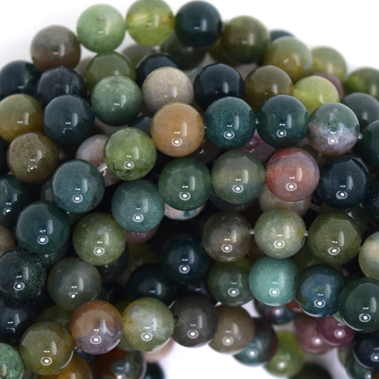 Natural Indian Agate Round Beads 15" Strand 4mm 6mm 8mm 10mm 12mm Fancy Jasper