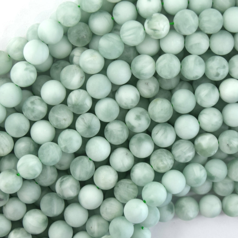 Natural Matte Green Angelite Round Beads 15.5" Strand 6mm 8mm 10mm - Eagle Beadz