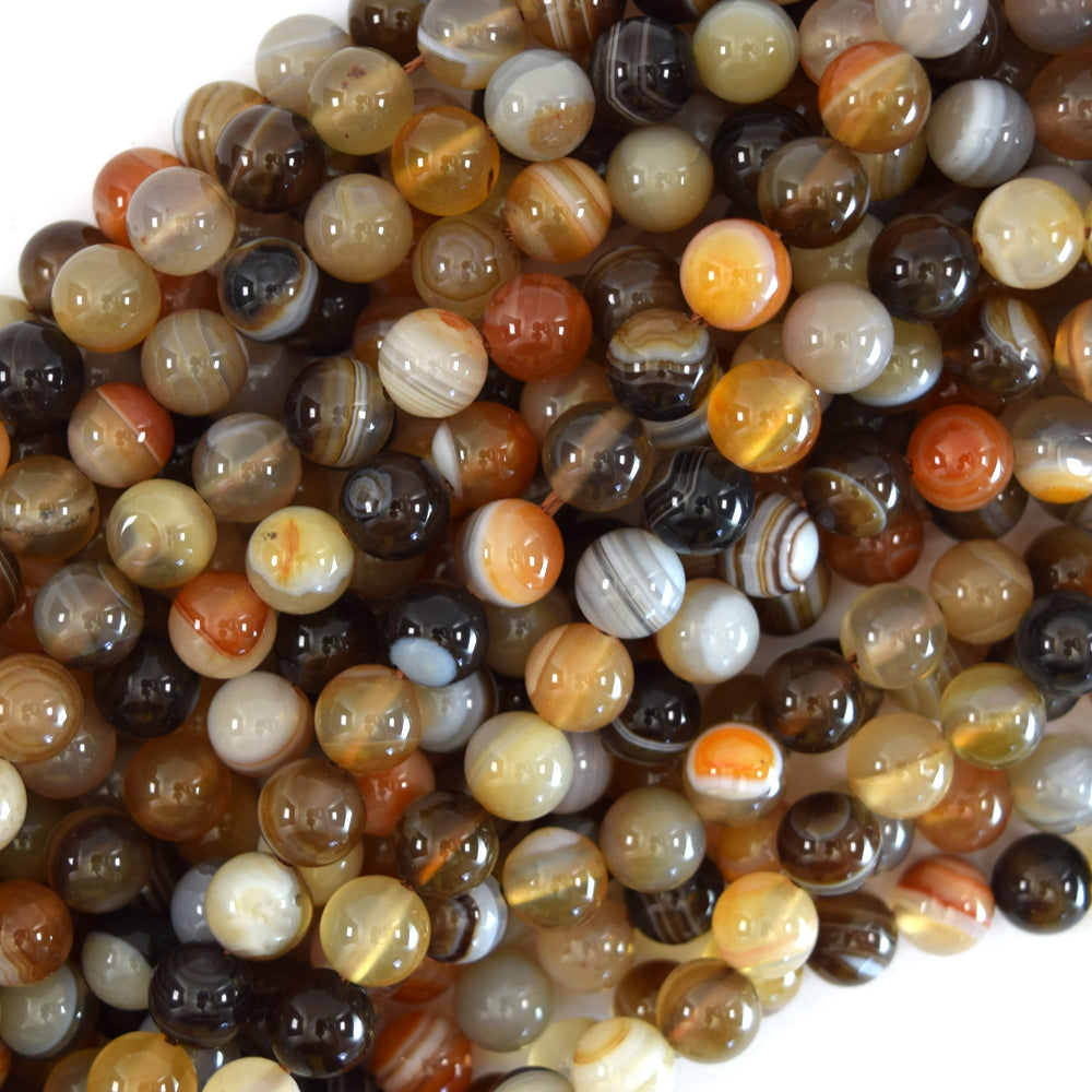 Natural Botswana Agate Round Beads Gemstone 15" Strand 6mm 8mm 10mm 12mm S2