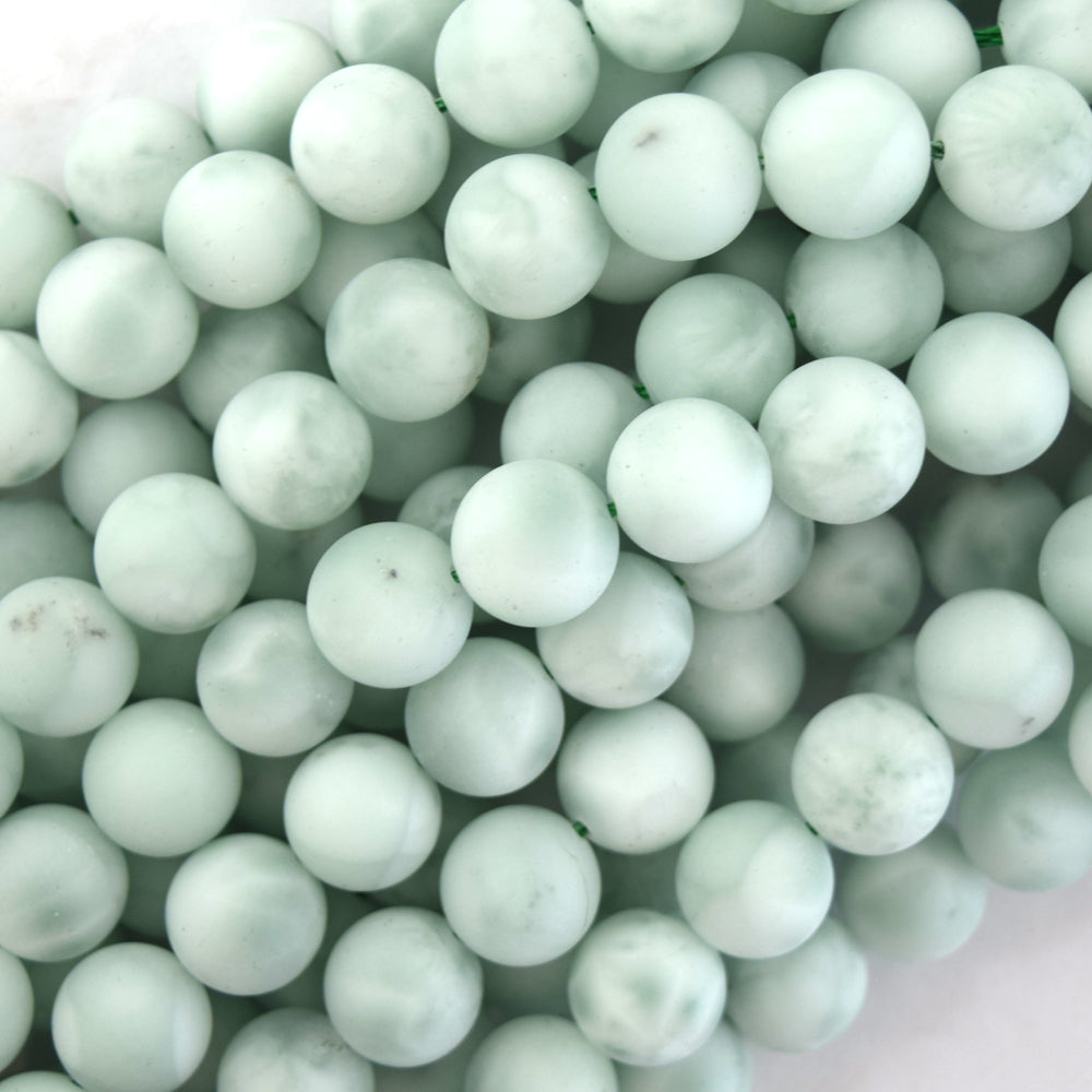 Natural Matte Green Angelite Round Beads 15.5" Strand 6mm 8mm 10mm - Eagle Beadz