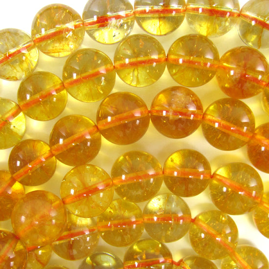 Yellow Citrine Round Beads Gemstone 15" Strand 4mm 6mm 8mm 10mm 12mm - Eagle Beadz