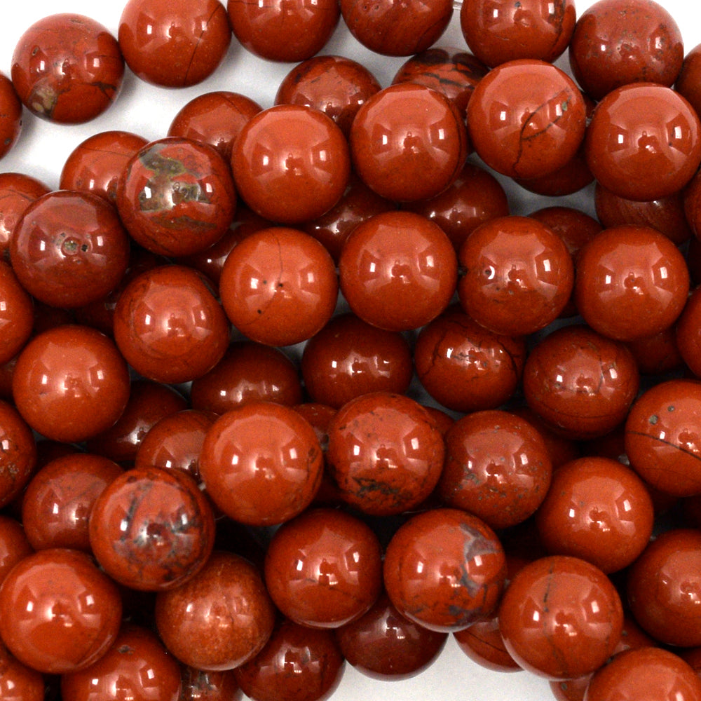 Natural Red Jasper Round Beads Gemstone 15" Strand 4mm 6mm 8mm 10mm 12mm - Eagle Beadz
