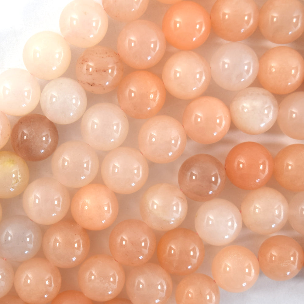 Natural Peach Aventurine Round Beads Gemstone 15" Strand 6mm 8mm 10mm 12mm - Eagle Beadz