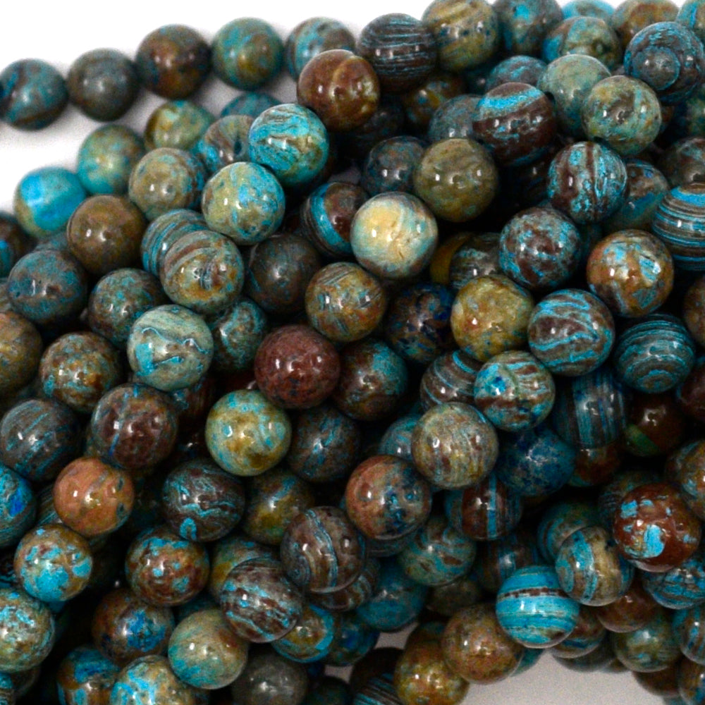 Brown Blue Turquoise Round Beads Gemstone 15" Strand 4mm 6mm 8mm 10mm 12mm - Eagle Beadz