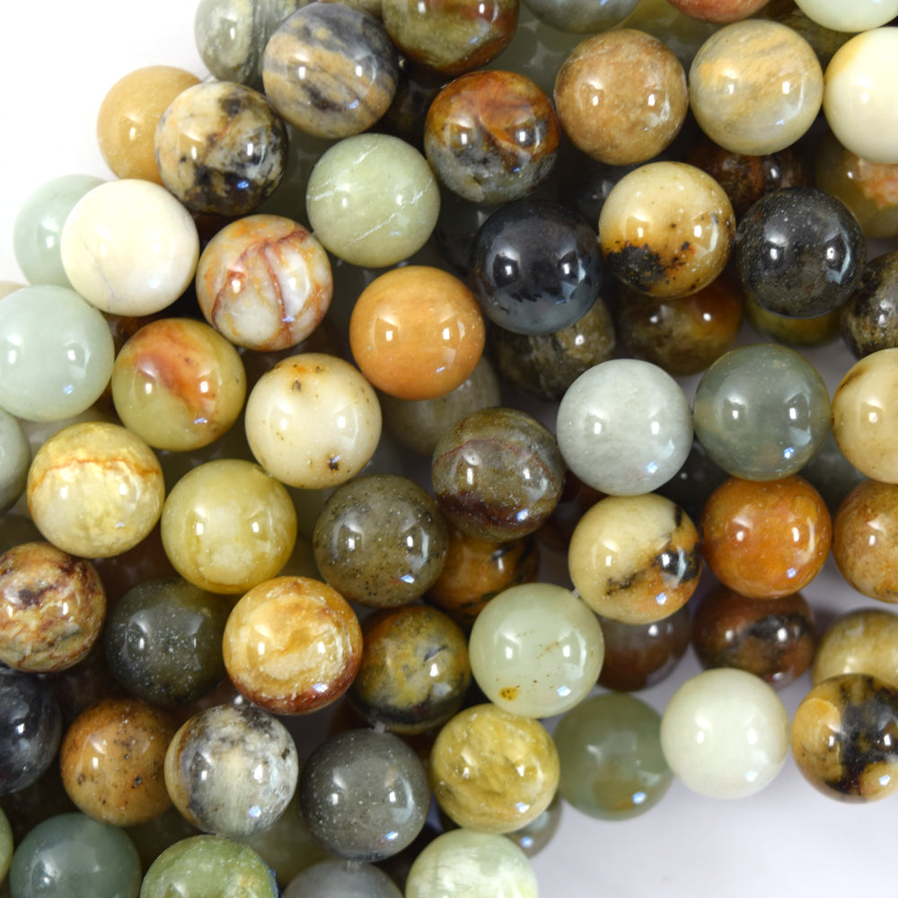 Natural Multicolor Flower Jade Round Beads Gemstone 15" Strand 6mm 8mm 10mm