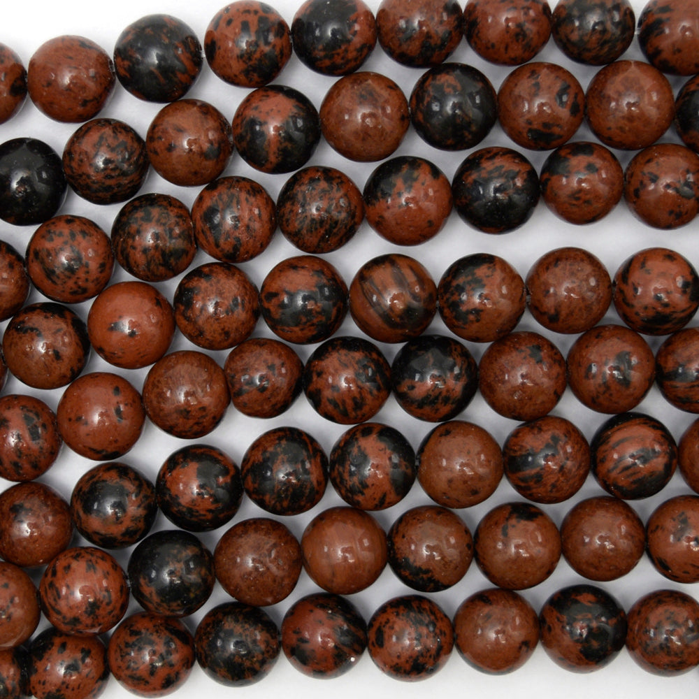 Natural Brown Mahogany Obsidian Round Beads 15" Strand 4mm 6mm 8mm 10mm