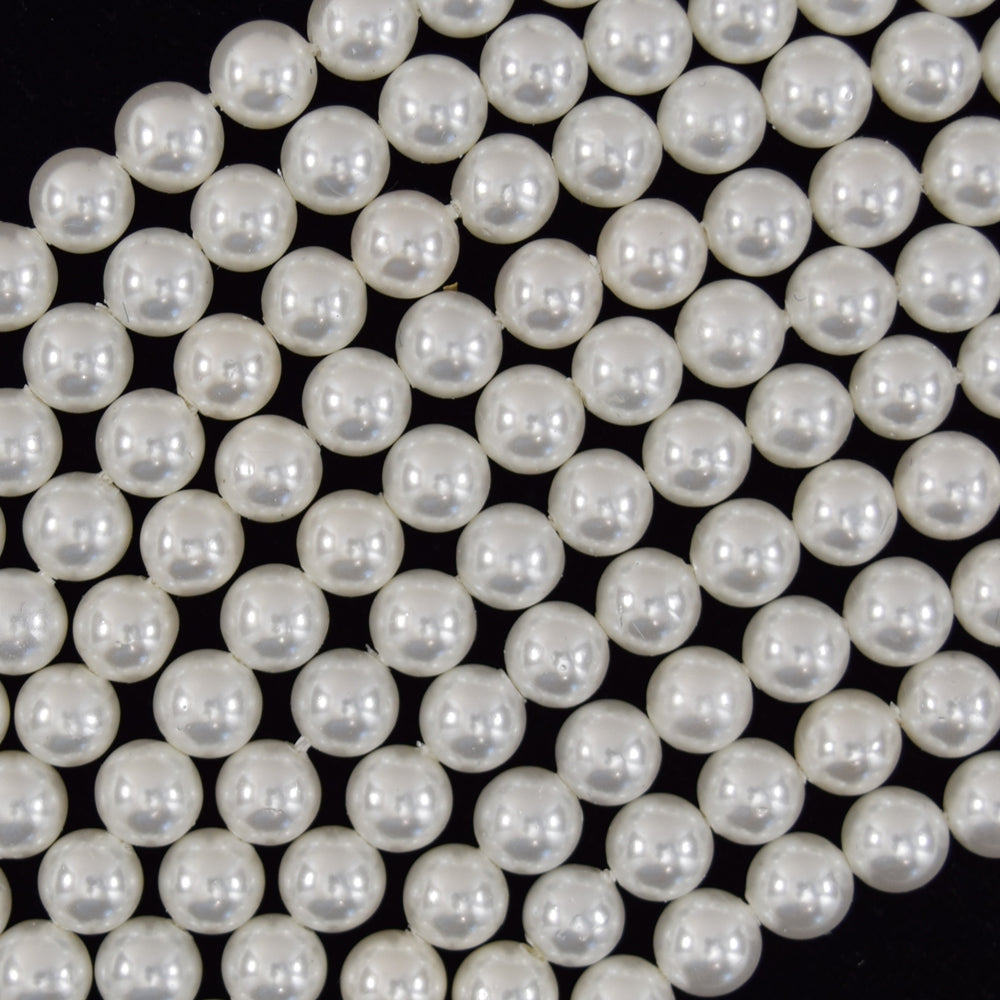 White Shell Pearl Round Beads 15.5" Strand 3mm 4mm 6mm 8mm 10mm 12mm 14mm - Eagle Beadz