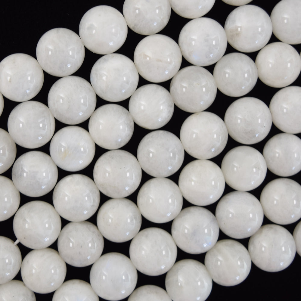 Natural White Moonstone Round Beads 15.5" Strand 4mm 6mm 8mm 10mm S1 - Eagle Beadz
