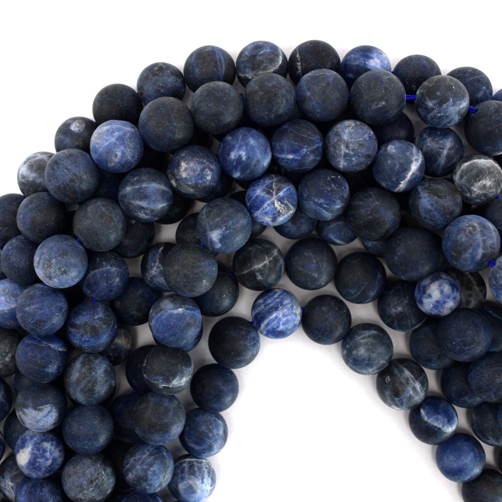 Natural Matte Blue Sodalite Round Beads Gemstone 15.5" Strand 4mm 6mm 8mm 10mm - Eagle Beadz