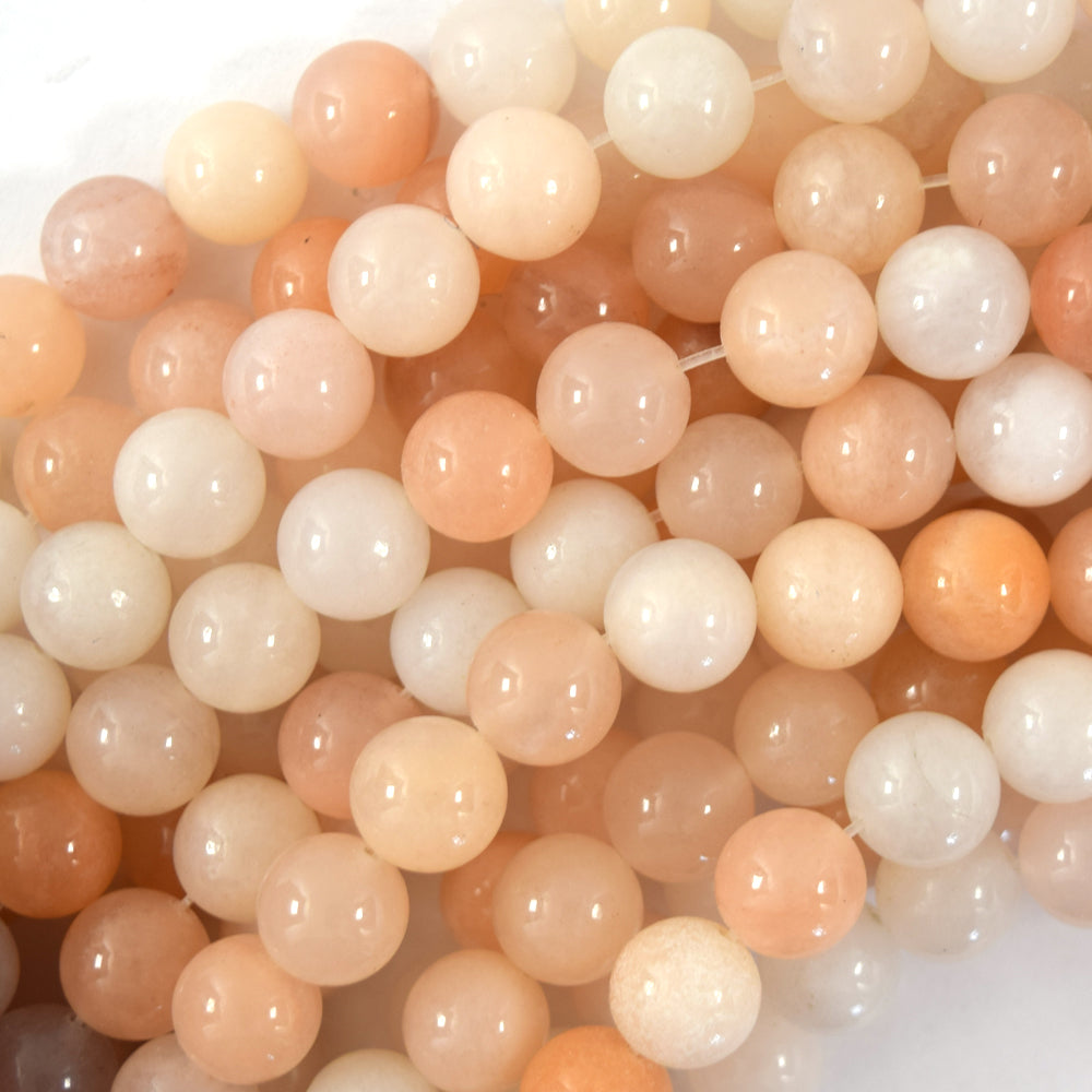 Natural Peach Aventurine Round Beads Gemstone 15" Strand 6mm 8mm 10mm 12mm - Eagle Beadz