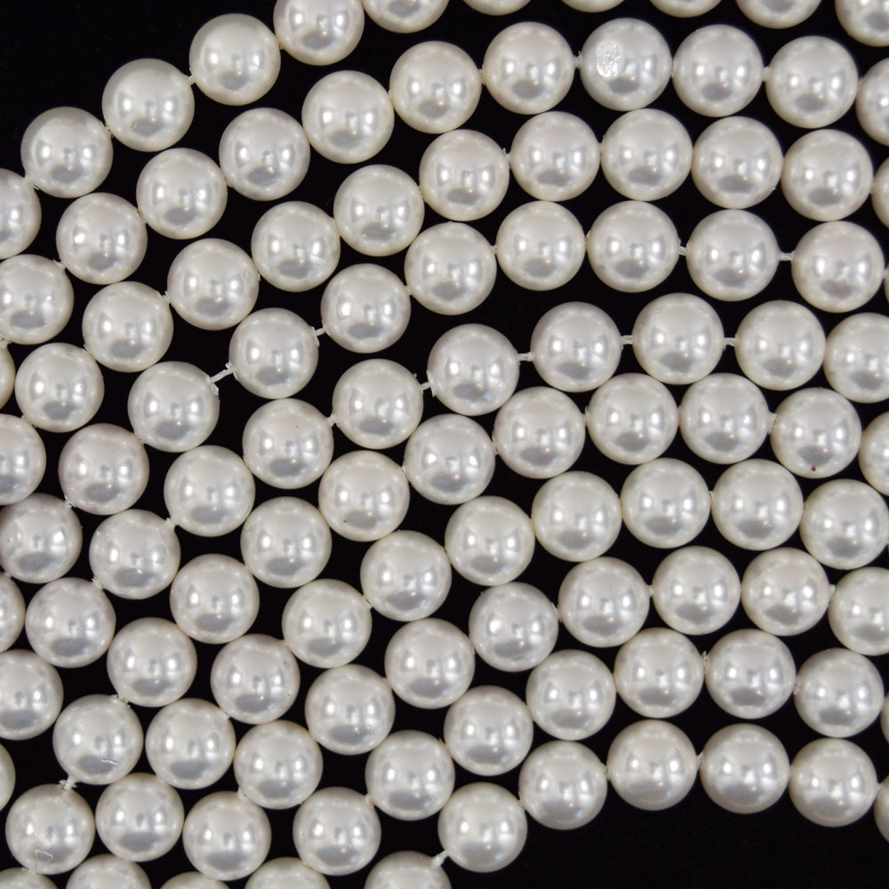 White Shell Pearl Round Beads 15.5" Strand 3mm 4mm 6mm 8mm 10mm 12mm 14mm - Eagle Beadz