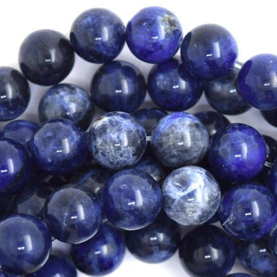 Natural Blue Sodalite Round Beads Gemstone 15" Strand 4mm 6mm 8mm 10mm 12mm - Eagle Beadz
